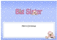 Large DL Merry Christmas BIG SISTER insert with Livvy Bear