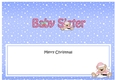 Large DL Merry Christmas BABY SISTER insert with Livvy Bear