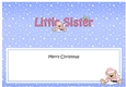 Large DL Merry Christmas LITTLE SISTER insert with Livvy Bear