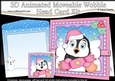 3D Animated Christmas Moveable Wobble Head Card Kit - Penguin has an Xmas Cracker