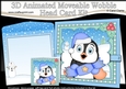 3D Animated Christmas Moveable Wobble Head Card Kit - Penguin has an Xmas Cracker