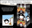 3D Large Christmas Cracker Box -  Tartan Pip Penguin