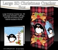 3D Large Christmas Cracker Box -  Tartan Pip Penguin