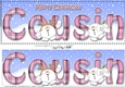 Large DL Merry Christmas COUSIN 3D decoupage with Snowball Sam