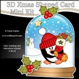3D Shaped Christmas Snow Globe Card Kit - Pip Penguin has an Xmas Stocking
