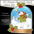 3D Shaped Christmas Snow Globe Card Kit - Snowman Rio is Skating