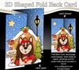 Shaped No-Hole Fold Back Christmas Kennel Card Kit - Little Husky Dog