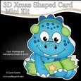 3D Shaped Christmas Card Kit - Cute Little Dana Dino