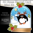 3D Shaped Christmas Snow Globe Card Kit - Pip Penguin is throwing Snowballs!