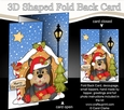 Shaped No-Hole Fold Back Christmas Kennel Card Kit - Little Yorkie Dog