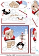 Christmas Livvy Bear having a Snowball Fight Fan Pyramage Topper