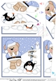 Christmas Livvy Bear having a Snowball Fight Fan Pyramage Topper