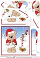 Christmas Livvy Bear has a letter and mistletoe Fan Pyramage Topper