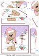 Christmas Livvy Bear has a letter and mistletoe Fan Pyramage Topper