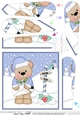 Christmas Livvy Bear has a letter and mistletoe Fan Pyramage Topper