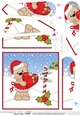 Christmas Livvy Bear has a heart and mistletoe Fan Pyramage Topper