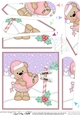 Christmas Livvy Bear has a heart and mistletoe Fan Pyramage Topper