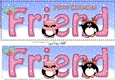 Large DL Merry Christmas FRIEND 3D decoupage with Penguins