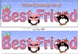 Large DL Merry Christmas to my BEST FRIEND 3D decoupage with Penguins