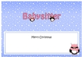 Large DL Merry Christmas BABYSITTER insert with Penguins