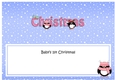 Large DL Merry Christmas BABYS 1st CHRISTMAS insert with Penguins