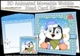 3D Animated Christmas Moveable Wobble Head Card Kit - Penguin has an Xmas Tree