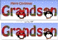 Large DL Merry Christmas GRANDSON 3D decoupage with Tartan Penguins