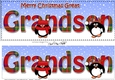 Large DL Merry Christmas GREAT GRANDSON 3D decoupage with Tartan Penguins