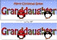 Large DL Merry Christmas GREAT GRANDDAUGHTER 3D decoupage with Tartan Penguins