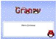 Large DL Merry Christmas GREAT GRANNY insert with Tartan Penguins