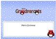 Large DL Merry Christmas GREAT GRANDPARENTS insert with Tartan Penguins