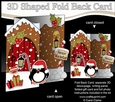 3D Shaped No-Hole Fold Back Christmas Card Mini Kit - Pip Penguin is at the Gingerbread House