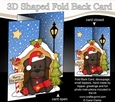 Shaped No-Hole Fold Back Christmas Kennel Card Kit - Little Chocolate Labrador Dog