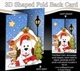 Shaped No-Hole Fold Back Christmas Kennel Card Kit - Little White Labrador Dog