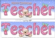 Large DL Merry Christmas TEACHER 3D decoupage with Livvy Bear