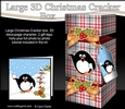 3D Large Christmas Cracker Box -  Tartan Pip Penguin