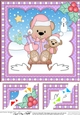Christmas 8 x 8 Scalloped Corner Topper - Livvy Bear is Sledging  