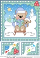 Christmas 8 x 8 Scalloped Corner Topper - Livvy Bear is Sledging  
