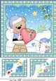 Christmas 8 x 8 Scalloped Corner Topper - Livvy Bear has a Heart & Mistletoe