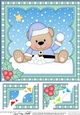 Christmas 8 x 8 Scalloped Corner Topper - Livvy Bear is Snowballing