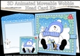 3D Animated Christmas Moveable Wobble Head Card - Snowman Rio has lots of Presents