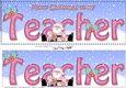 Large DL Merry Christmas to my TEACHER with Santa 3D decoupage