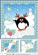 Christmas Penguin 8 x 8 Scalloped Corner Topper