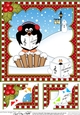 Christmas Penguin 8 x 8 Scalloped Corner Topper