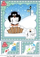 Christmas Penguin 8 x 8 Scalloped Corner Topper