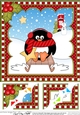 Christmas Penguin 8 x 8 Scalloped Corner Topper