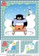Christmas Penguin 8 x 8 Scalloped Corner Topper