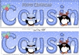 Large DL Merry Christmas COUSIN 3D decoupage with Penguins