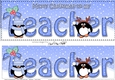 Large DL Merry Christmas to my TEACHER 3D decoupage with Penguins