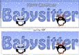 Large DL Merry Christmas BABYSITTER 3D decoupage with Penguins